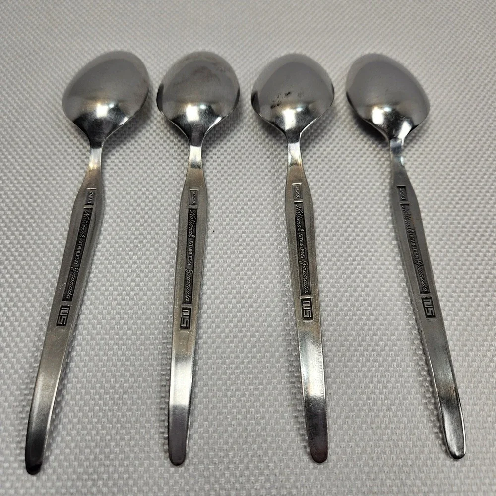 National‎ Stainless Granada Spoons Set of 4 Japan MCM